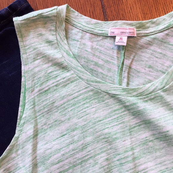 GAP A-Line Sleeveless Tank Top Muscle Tee Heather Green White XSP X-SMALL Petite - Picture 1 of 7